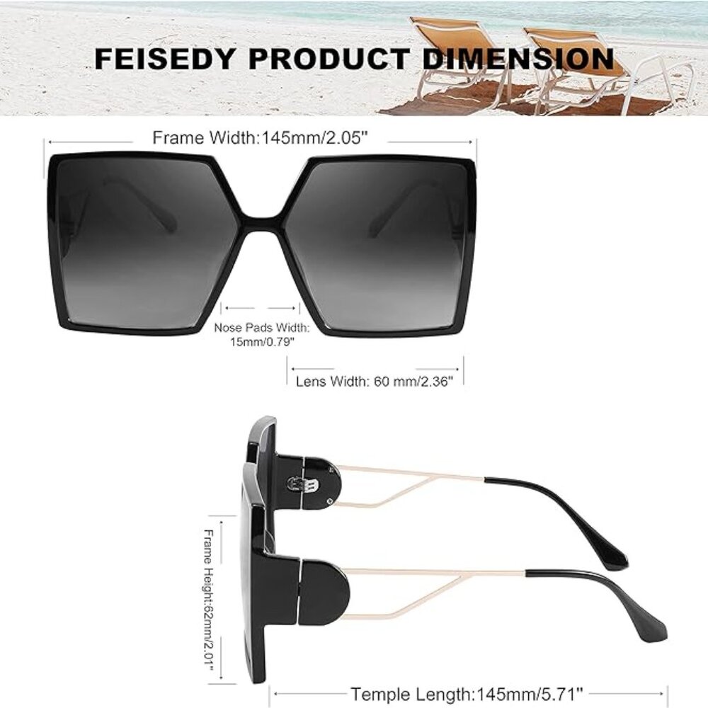 Light Shape Design ~ Large Square Sunglasses - image 3